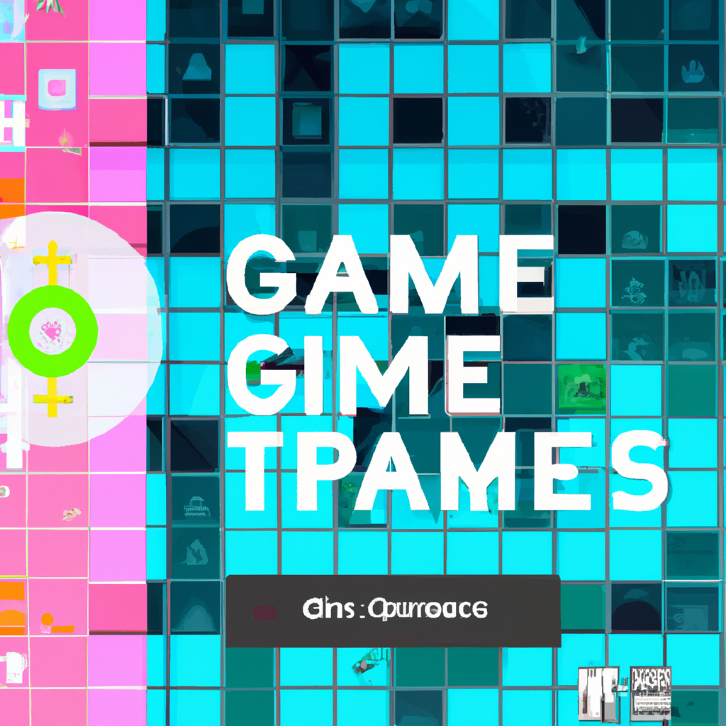 Grid of small game thumbnails with neon frames